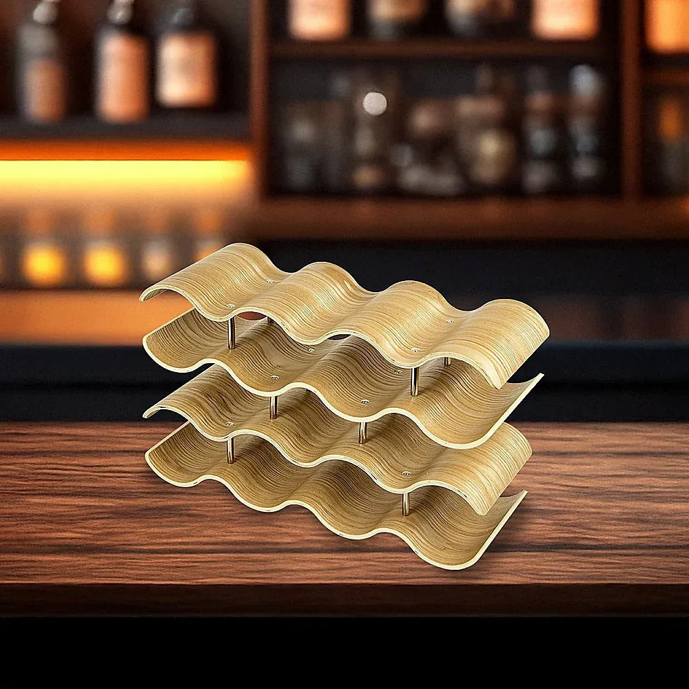 Wooden Wave Wine Rack/Creative Home Grape Wine Holder Shelf Cabinet/Bottle Rack - Mekamart Australia