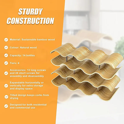 Wooden Wave Wine Rack/Creative Home Grape Wine Holder Shelf Cabinet/Bottle Rack - Mekamart Australia