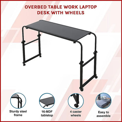 Overbed Table Work Laptop Desk with Wheels - Mekamart Australia