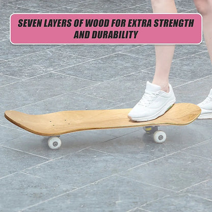 7 Layers Skateboard Deck Natural Wood Maple Double Concave Blank Skate Board DIY - Mekamart Australia