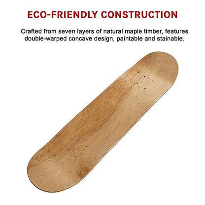 7 Layers Skateboard Deck Natural Wood Maple Double Concave Blank Skate Board DIY - Mekamart Australia