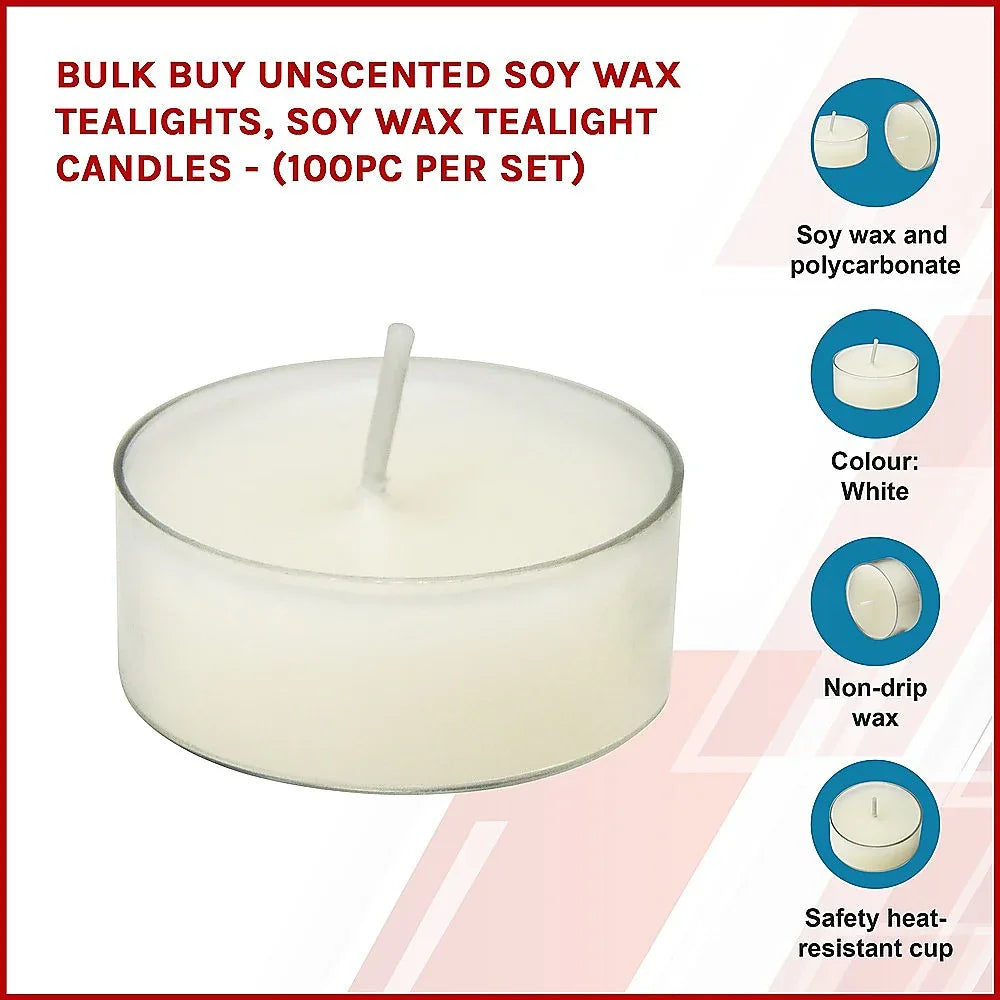 Bulk Buy Unscented SOY WAX Tealights, Soy Wax Tealight Candles - (100pc per set) - Mekamart Australia