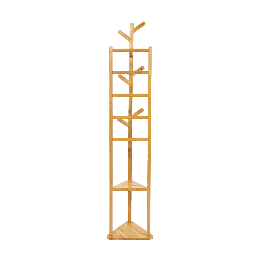 Clothes Coat Rack Garment Stand Shelf Wooden Tree Hanger Bag Hat Hook Holder - Mekamart Australia