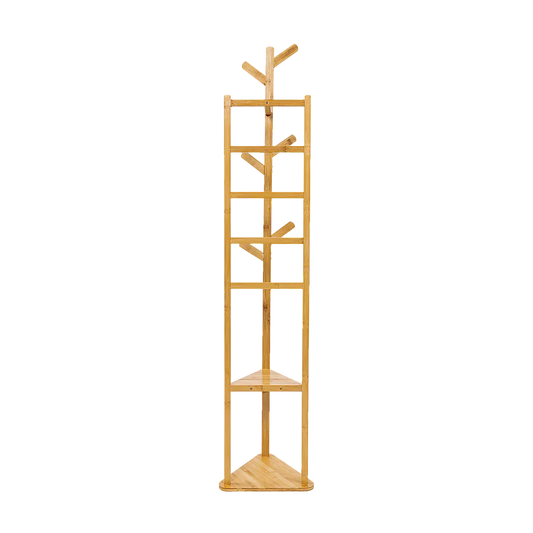 Clothes Coat Rack Garment Stand Shelf Wooden Tree Hanger Bag Hat Hook Holder - Mekamart Australia