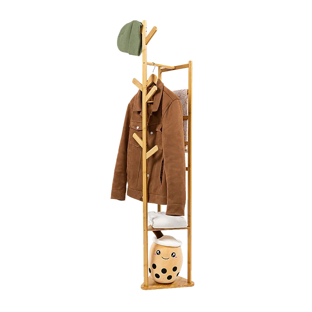 Clothes Coat Rack Garment Stand Shelf Wooden Tree Hanger Bag Hat Hook Holder - Mekamart Australia