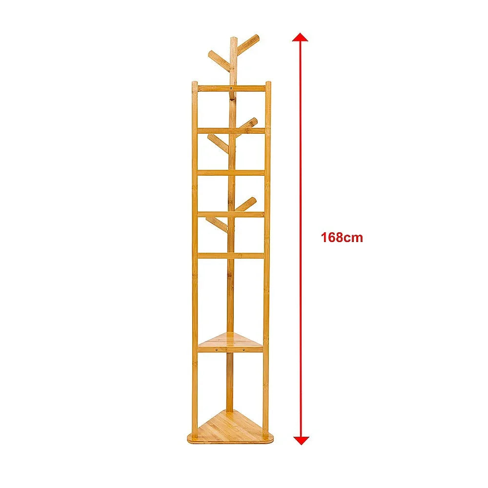 Clothes Coat Rack Garment Stand Shelf Wooden Tree Hanger Bag Hat Hook Holder - Mekamart Australia