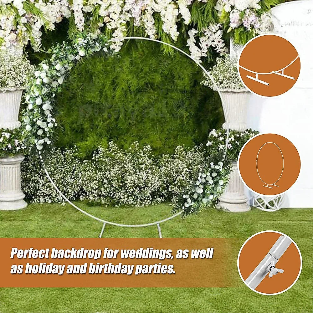 2M Wedding Hoop Round Circle Arch Backdrop Flower Display Stand Frame Background - Mekamart Australia