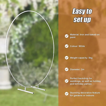 2M Wedding Hoop Round Circle Arch Backdrop Flower Display Stand Frame Background - Mekamart Australia