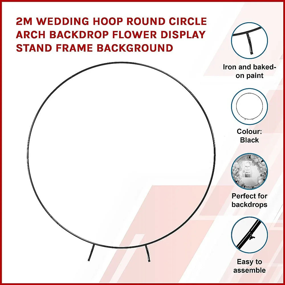 2M Wedding Hoop Round Circle Arch Backdrop Flower Display Stand Frame Background - Mekamart Australia