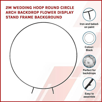 2M Wedding Hoop Round Circle Arch Backdrop Flower Display Stand Frame Background - Mekamart Australia