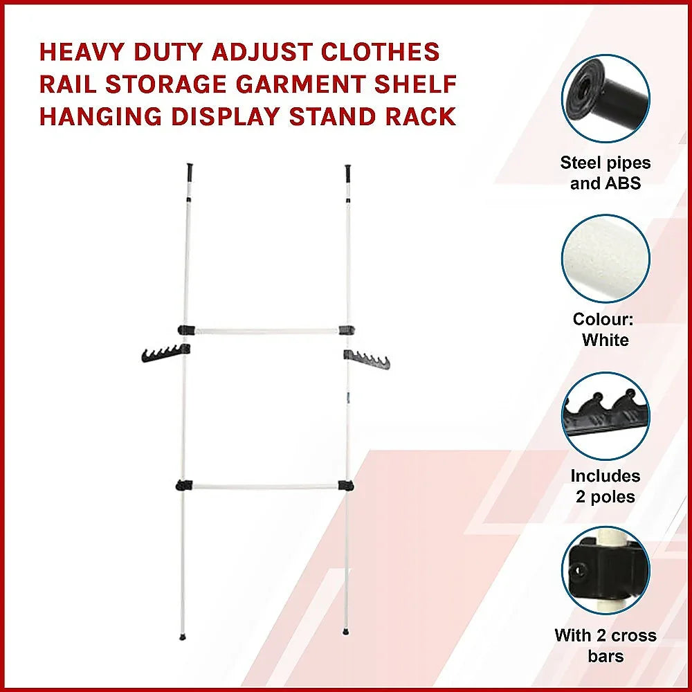 Heavy Duty Adjust Clothes Rail Storage Garment Shelf Hanging Display Stand Rack - Mekamart Australia