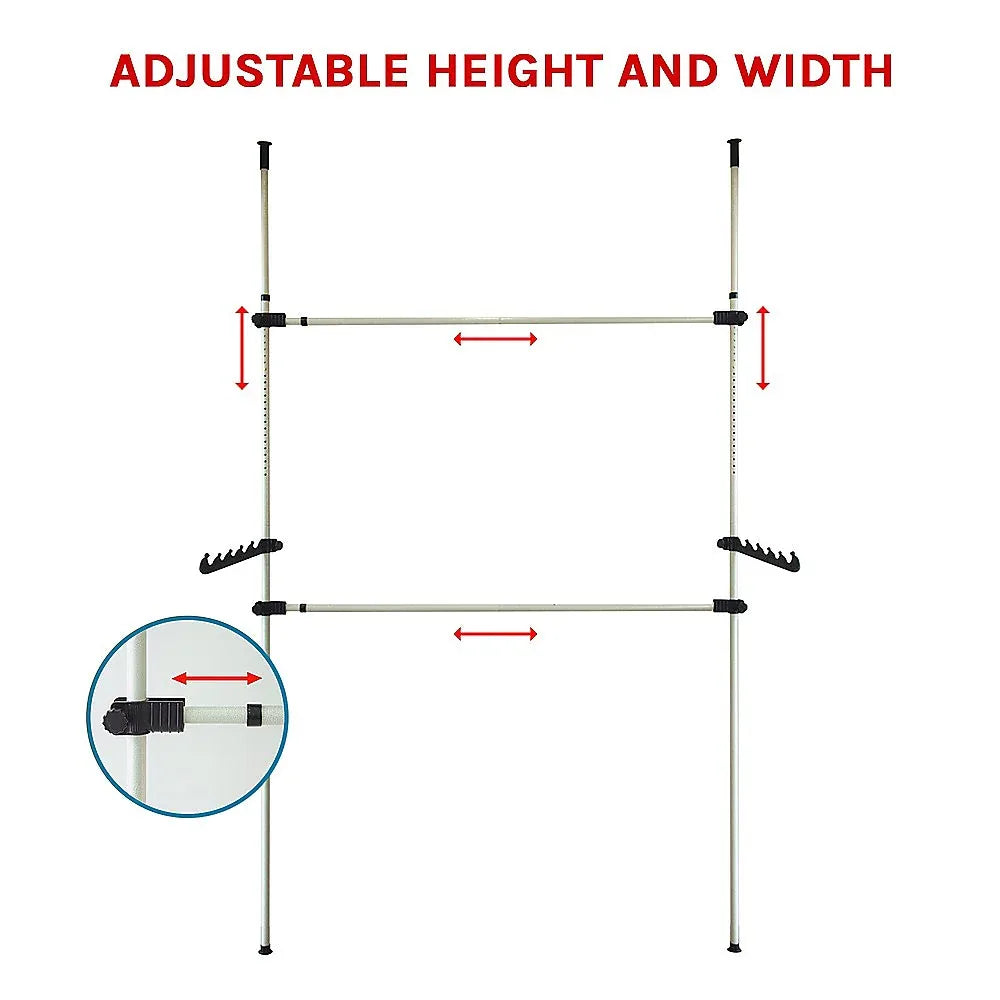Heavy Duty Adjust Clothes Rail Storage Garment Shelf Hanging Display Stand Rack - Mekamart Australia