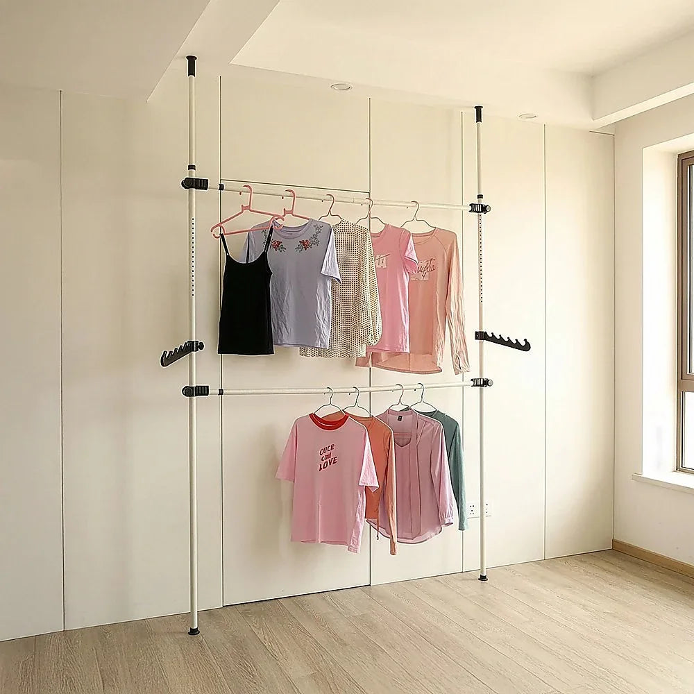 Heavy Duty Adjust Clothes Rail Storage Garment Shelf Hanging Display Stand Rack - Mekamart Australia