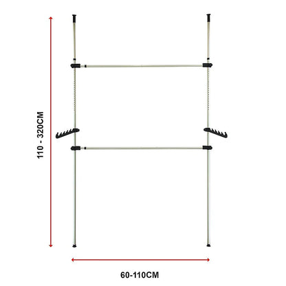 Heavy Duty Adjust Clothes Rail Storage Garment Shelf Hanging Display Stand Rack - Mekamart Australia