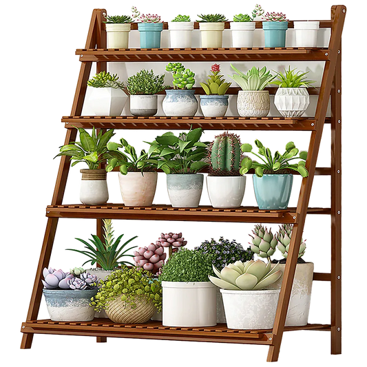 Plant Stand Outdoor Indoor Garden Wood Bamboo Shelf Folding 100CM Length - Mekamart Australia