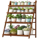 Plant Stand Outdoor Indoor Garden Wood Bamboo Shelf Folding 100CM Length - Mekamart Australia