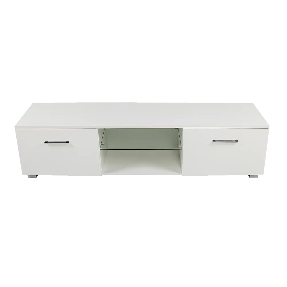 TV Cabinet Entertainment Unit Stand High Gloss Storage Shelf 140cm White - Mekamart Australia