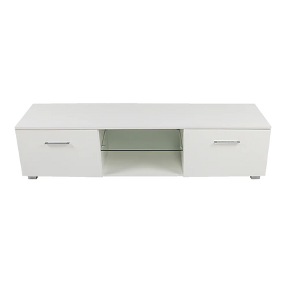 TV Cabinet Entertainment Unit Stand High Gloss Storage Shelf 140cm White - Mekamart Australia