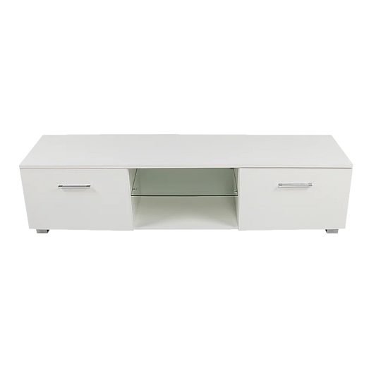 TV Cabinet Entertainment Unit Stand High Gloss Storage Shelf 140cm White - Mekamart Australia