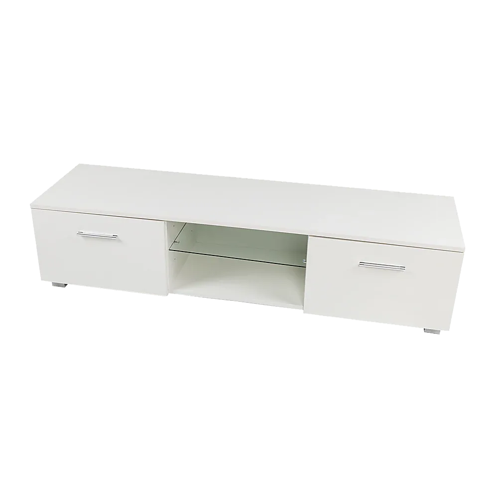 TV Cabinet Entertainment Unit Stand High Gloss Storage Shelf 140cm White - Mekamart Australia