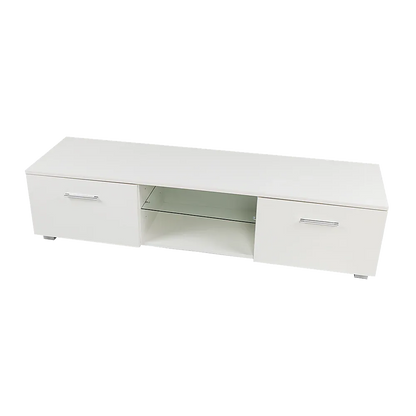 TV Cabinet Entertainment Unit Stand High Gloss Storage Shelf 140cm White - Mekamart Australia