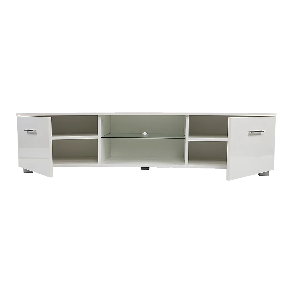 TV Cabinet Entertainment Unit Stand High Gloss Storage Shelf 140cm White - Mekamart Australia