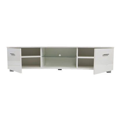 TV Cabinet Entertainment Unit Stand High Gloss Storage Shelf 140cm White - Mekamart Australia