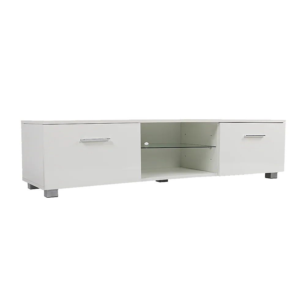 TV Cabinet Entertainment Unit Stand High Gloss Storage Shelf 140cm White - Mekamart Australia