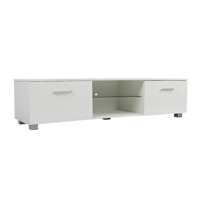 TV Cabinet Entertainment Unit Stand High Gloss Storage Shelf 140cm White - Mekamart Australia