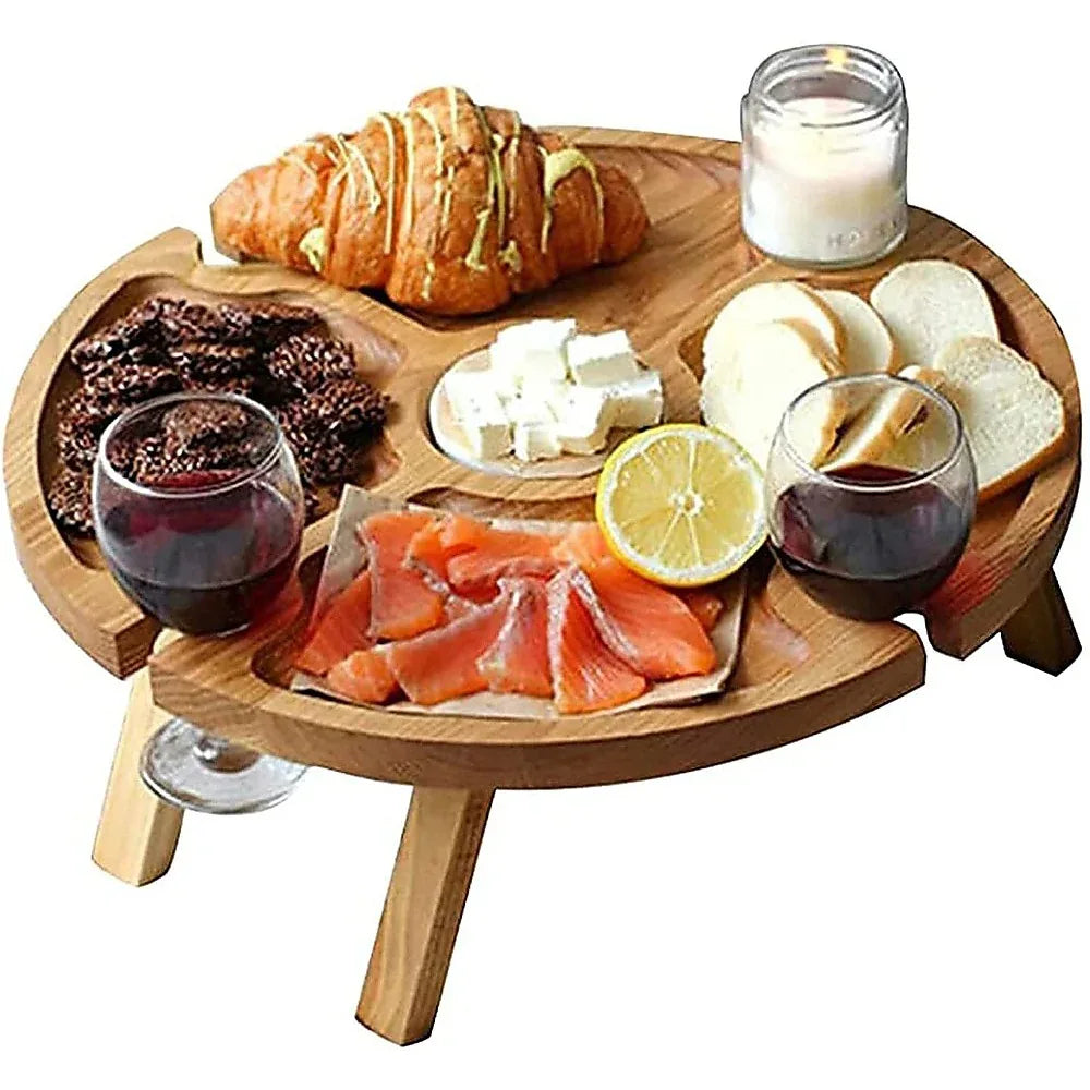 Outdoor Picnic Table Wooden Portable Folding Mini Wine Rack Picnic Table - Mekamart Australia