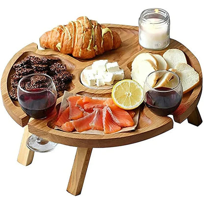 Outdoor Picnic Table Wooden Portable Folding Mini Wine Rack Picnic Table - Mekamart Australia