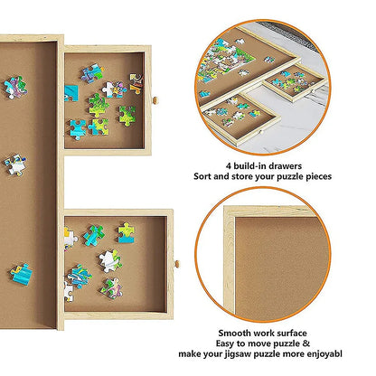 Wooden Jigsaw Puzzle Table Board Storage Table Tray Puzzle For Adult Kid - Mekamart Australia