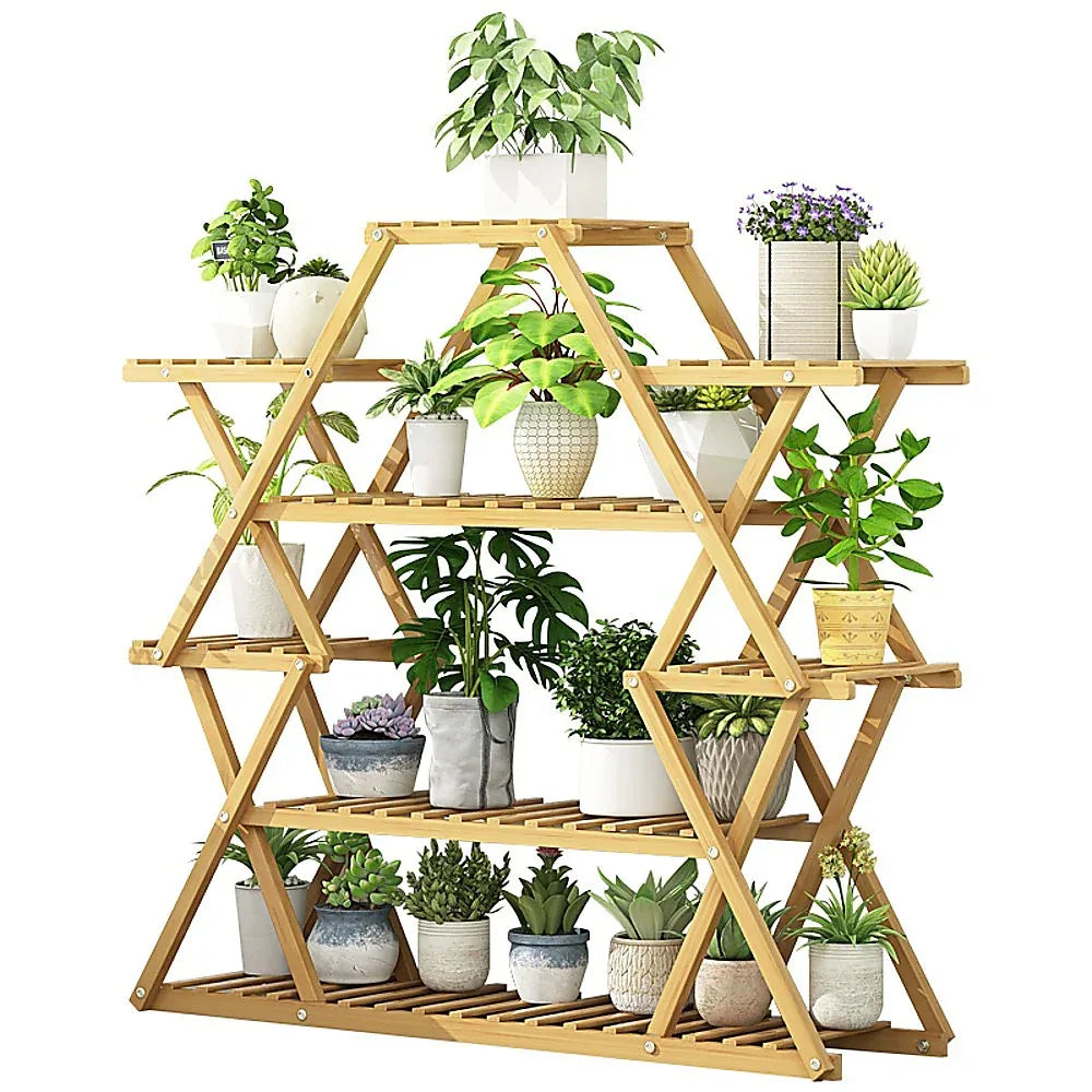Bamboo Multilayer Flower Plant Bonsai Rack Shelf Stand Porch Lawn Patio - Mekamart Australia