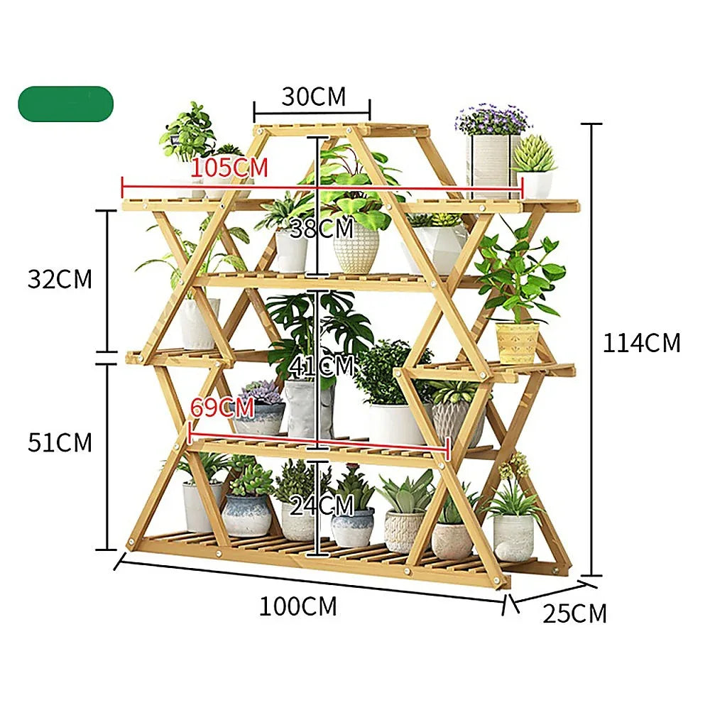 Bamboo Multilayer Flower Plant Bonsai Rack Shelf Stand Porch Lawn Patio - Mekamart Australia