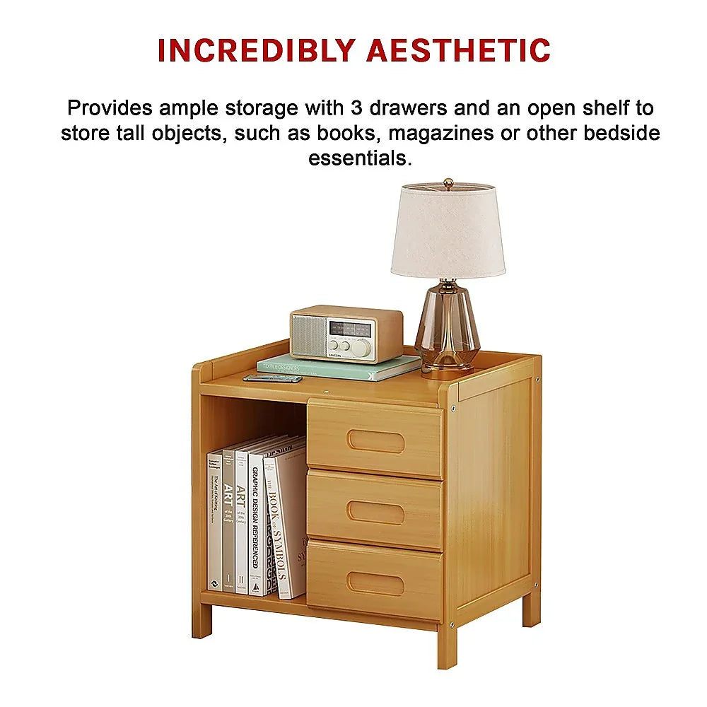 Bamboo Bedside Table Nightstand Storage Bedroom Sofa Side Stand - Mekamart Australia