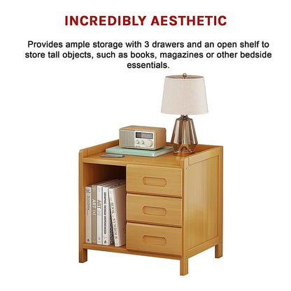 Bamboo Bedside Table Nightstand Storage Bedroom Sofa Side Stand - Mekamart Australia