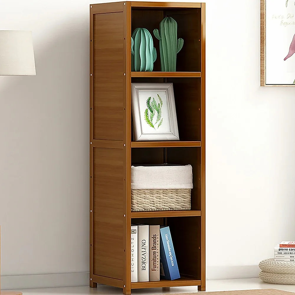 Bamboo 4-Shelf Bookcase – Adjustable Display Storage Rack Stand for Living Room, Bedroom, Office or Home Organisation - Mekamart Australia