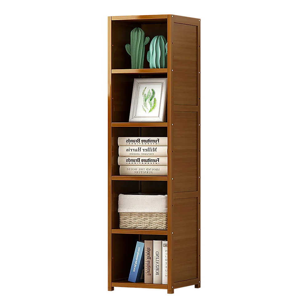Bamboo 5-Shelf Bookcase – Tall Display Storage Rack Stand for Living Room, Bedroom, Office or Home Organisation - Mekamart Australia