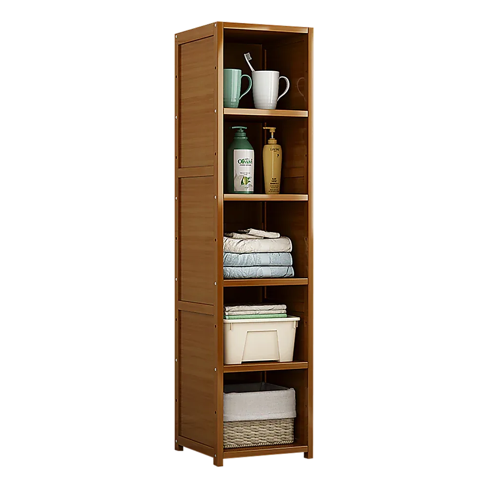 Bamboo 5-Shelf Bookcase – Tall Display Storage Rack Stand for Living Room, Bedroom, Office or Home Organisation - Mekamart Australia
