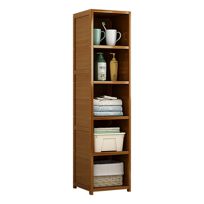 Bamboo 5-Shelf Bookcase – Tall Display Storage Rack Stand for Living Room, Bedroom, Office or Home Organisation - Mekamart Australia