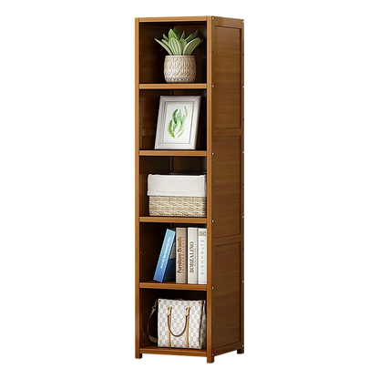 Bamboo 5-Shelf Bookcase – Tall Display Storage Rack Stand for Living Room, Bedroom, Office or Home Organisation - Mekamart Australia