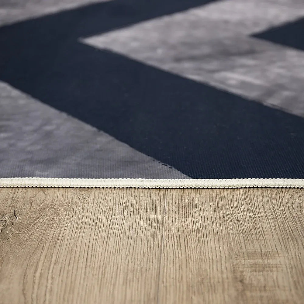 200x300cm Large Floor Blue Chevron Stripes Rug – Modern Area Carpet for Bedroom & Lounge - Mekamart Australia