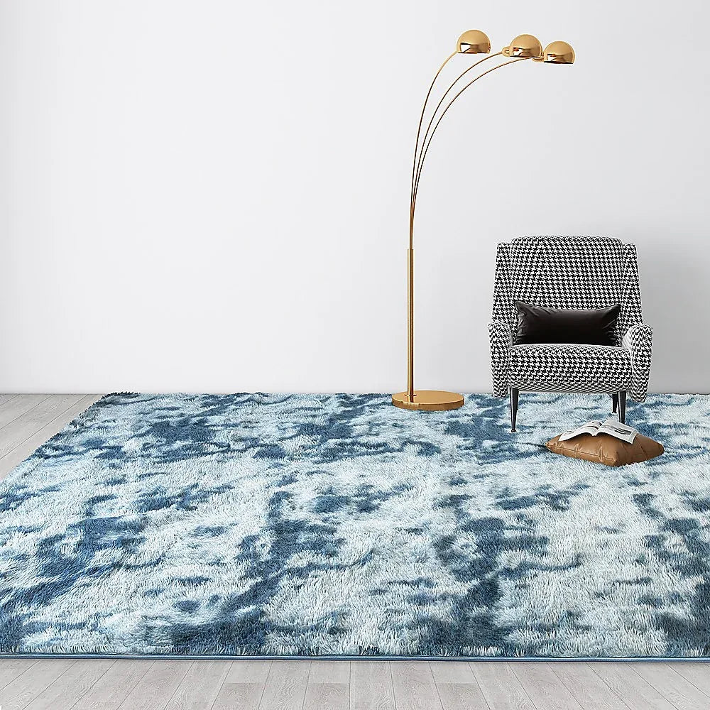 200x300cm Large Floor Soft Blue Fluffy Rug – Modern Area Carpet for Bedroom & Lounge - Mekamart Australia