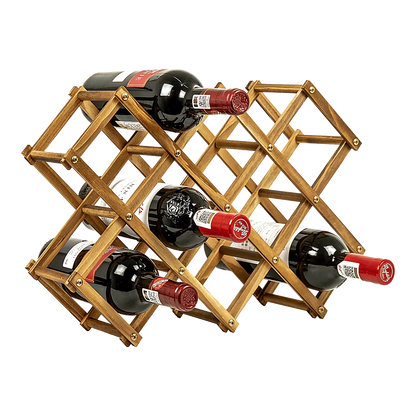 Wooden Wine Rack Freestanding 10 Bottles Countertop Storage - Mekamart Australia