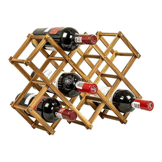Wooden Wine Rack Freestanding 10 Bottles Countertop Storage - Mekamart Australia