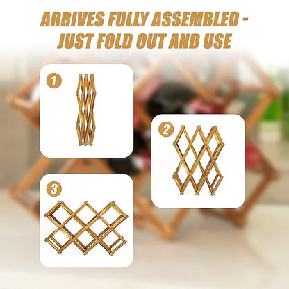 Wooden Wine Rack Freestanding 10 Bottles Countertop Storage - Mekamart Australia