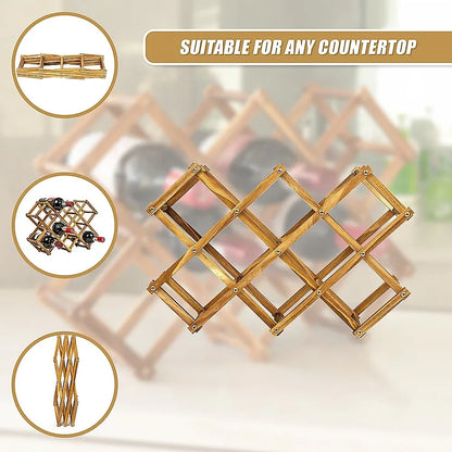 Wooden Wine Rack Freestanding 10 Bottles Countertop Storage - Mekamart Australia