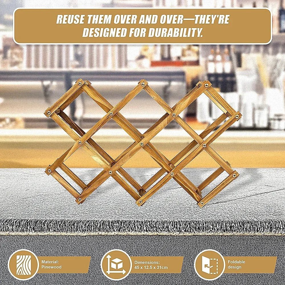 Wooden Wine Rack Freestanding 10 Bottles Countertop Storage - Mekamart Australia