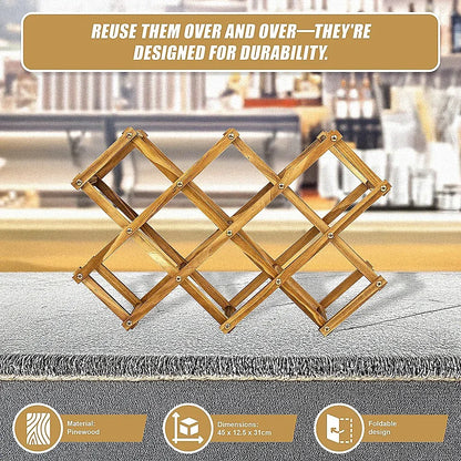Wooden Wine Rack Freestanding 10 Bottles Countertop Storage - Mekamart Australia