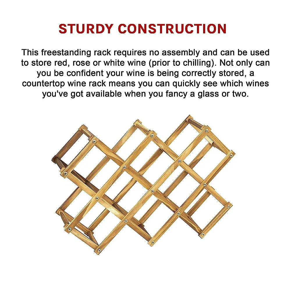Wooden Wine Rack Freestanding 10 Bottles Countertop Storage - Mekamart Australia